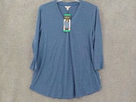 ORVIS WOMEN TOP SZXL MARLED BLUE 3/4 SLEEVE VNECK LADIES RELAXED SHIRT L... - £10.38 GBP