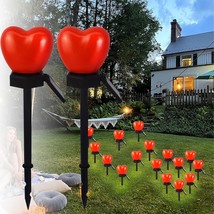 Valentine&#39;s Day Red Heart Solar Stake Lights 2Pcs Waterproof Valentine&#39;s Day Out - £28.16 GBP