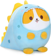 Cute Corgi Dinosaur Plush Pillow 8&quot; Shiba Inu Dino Stuffed Animal, Soft Kawaii C - £20.06 GBP