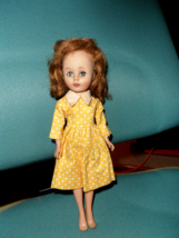 1958 American Chacter Vinyl 10&quot; Toni Doll Sleep Eyes in Vintage Yellow Dress - £38.89 GBP