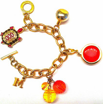 Authentic Missoni Jewelry Pink Turtle Logo Gold Charm Bracelet 8" W/ Perfume Euc - $79.99