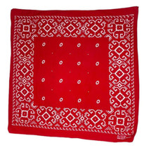 Vintage Fast Color Red Bandana Handkerchief RN-13960 Geometric USA Scarf Rare - £10.47 GBP