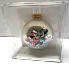 Disney Topperscot Mickey &amp; Minnie Ice Skating Glass Ball Ornament NRFB - $14.85