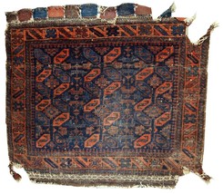 Handmade antique collectible Afghan Baluch bagface 2.4&#39; x 2.6&#39; (74cm x 7... - $168.29
