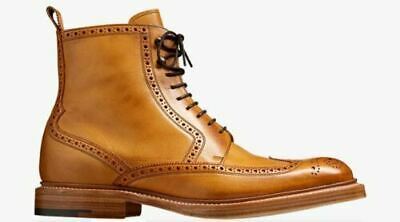 Hommes Fait main Cuir tan véritable Oxford Brogue Wingtip En marche Bottes 2019