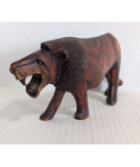 Vintage Hand Carved Wood Roaring Lion Figurine Statue Sculpture 9.5&quot; REA... - £14.52 GBP