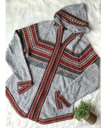 Artesania EDM Alpaca Boho Aztec Zip Up Blue Red Casual Hooded Jacket Swe... - €37,02 EUR