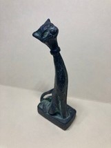 Vintage Metal Cat Figurine Long Art Deco Style 4&quot; - £13.75 GBP