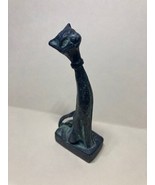 Vintage Metal Cat Figurine Long Art Deco Style 4&quot; - £13.56 GBP