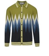 Men's Green Classic Vintage Striped Art Jacquard Knitted Cardigan 2XL - $49.00