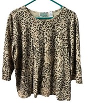 ShenanigansTop Womens Size XL Brown Knit Safari Cat Jersey Animal Print ... - £9.62 GBP