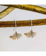 Bronze Ginkgo Leaf Earrings 22x14mm - $28.98