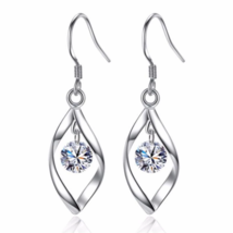 Crystal Teardrop Dangle Drop Earrings Sterling Silver - £9.59 GBP