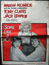Marilyn Monroe:Billy Wilder:Dir: (Some Like It Hot) ORIG,1959 Movie Pressbook * - £484.56 GBP