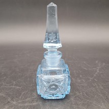 Vintage Art Deco Square Light Blue Glass Perfume Bottle Japan - $17.32