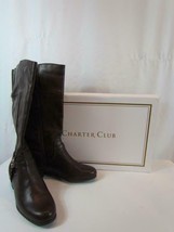 NIB Charter Club Brown Riding Boots Zip Up Side And Gold Details Size 9.5M - £46.46 GBP