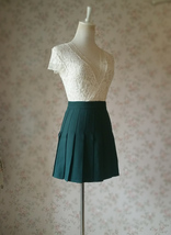 DARK GREEN Pleated Skirt Outfit Women Girls Plus Size Pleated Mini Skirt image 3