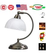 Stylish Mini Banker&#39;s Lamp with Touch Dimmer &amp; Marble Glass Shade - 6.2&quot; D - $95.10 CAD