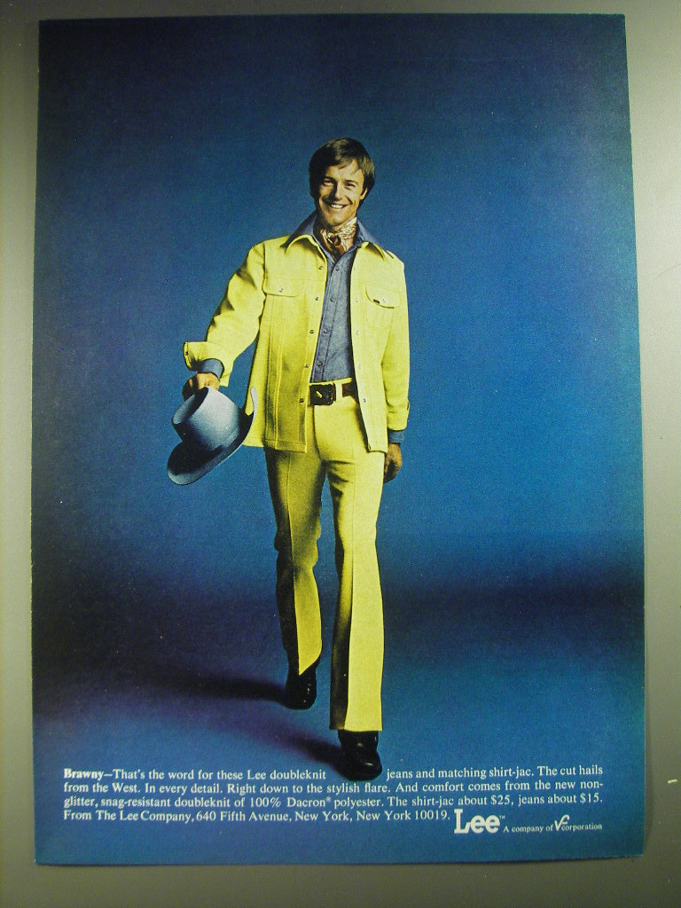 1974 Lee Doubleknit Jeans and Shirt-Jac Advertisement - Brawny - $18.49