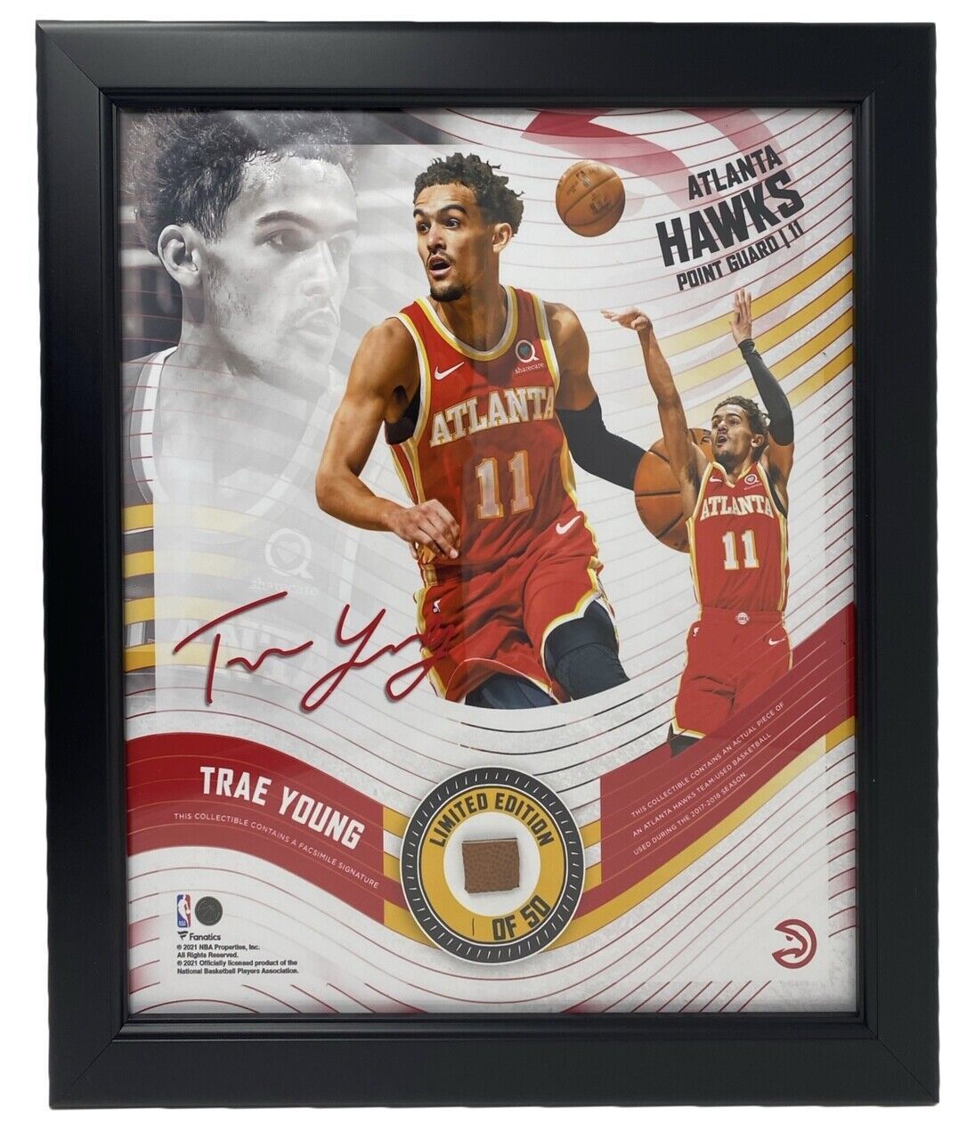 TRAE YOUNG Atlanta Hawks Framed 15&quot; x 17&quot; Game Used Basketball Collage L... - $295.00