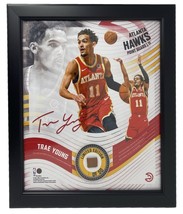 TRAE YOUNG Atlanta Hawks Framed 15&quot; x 17&quot; Game Used Basketball Collage LE 1/50 - £235.81 GBP