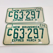 New Brunswick License Plate Matching Pair March 1976 C63-297 Green Commercial - £27.05 GBP