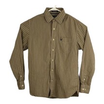 American Eagle Mens Shirt Size Medium M Long Sleeve Brown Striped Button Up - £13.81 GBP