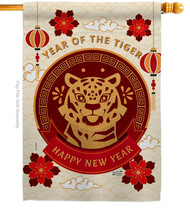 Happy Tiger Year House Flag Lunar New 28 X40 Double-Sided Banner - £29.55 GBP