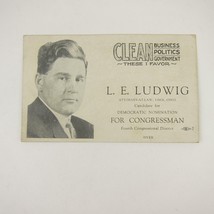 Political Campaign Election Card Ohio Congress 4th Dist L.E. Ludwig Vint... - $29.99