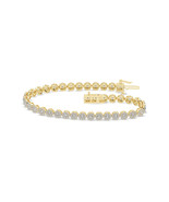 14k Yellow Gold 3Ct TW Lab Created Round Diamond Cluster Tennis Bracelet... - $4,189.99