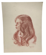 1974 Vintage Sketch “Young Girl” by Peggy Plunket - Original Drawing - $24.19