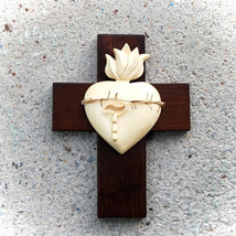 Wooden Wall Cross Sacred Heart of Jesus,Religious Catholic Christian Gif... - $47.39