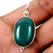 925 Sterling Silver Green Onyx Handmade Necklace 18&quot; Chain Festive Gift PS-1508 - £25.88 GBP
