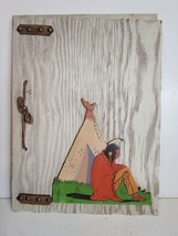 Vintage Antique Scrapbook Native American Wooden Leather Bound Artwork A... - £37.50 GBP