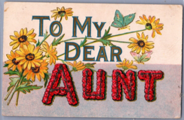 Large Letter Floral Greetings To My Dear Aunt Embossed DB Postcard w Micah K17 - £3.06 GBP