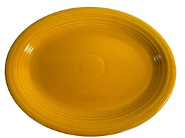 Vintage Fiesta Ware HLC Yellow Oval Serving Platter Plate 12.5&quot; READ LOTS OF WEA - £25.24 GBP