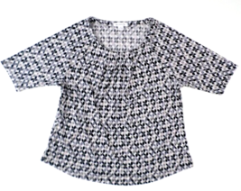 Liz Claiborne Women&#39;s Pullover Top XL Black Gray White Geometric Print - £9.33 GBP