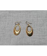 Vintage Gold Tone Open Hoop Oval Earrings, 1&#39;&#39; Long - $13.66 CAD