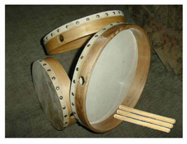 Hand Drums 8&quot; - 10&quot; - 12&quot; Sizes. Wooden Frame With Beater - Us Free Ship Cp Made - £19.24 GBP+