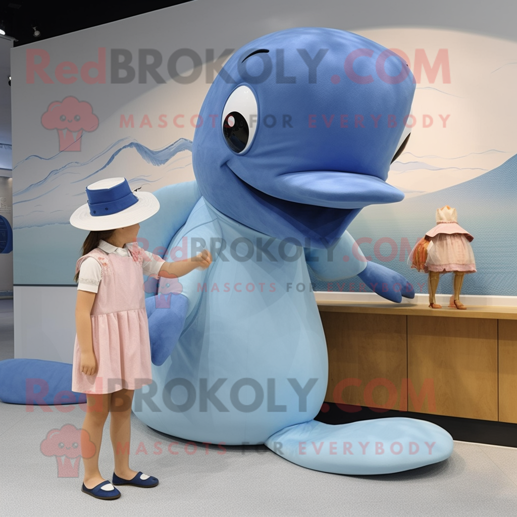Tan Blue Whale mascot costume character dressed with a A-Line Dress and ...