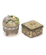 Set of 2 Resin Floral Trinket Boxes Floral Butterfly Roses Contemporary  - £11.61 GBP