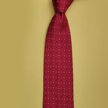 Nautica Men Dress Silk Tie Red with print 3.75&quot; wide 57&quot; long - £14.69 GBP