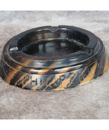 Philippines Vintage Hand Carved Wood Round Ashtray Souvenir 3 Slots Carving - $8.91