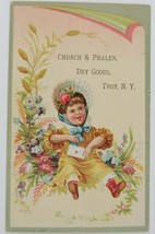 Circa 1900 Church &amp; Phelan Dry Goods Troy NY trade card little girl in b... - $380.53 MXN