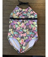 Girls Tropical Floral Beach Swim Swimsuit Size 12 Halter Tie Excellent C... - $4.99