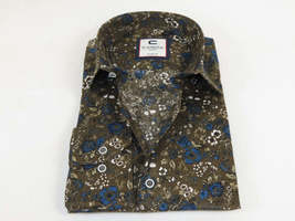 Men's Shirt By CASILA Turkey Cotton Blend Long Sleeves 501660-02 Olive Floral image 3