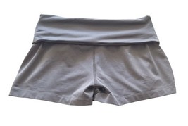 Adidas Womens Athletic Shorts Gray Blue Foldover Waist Medium Running Gym image 4