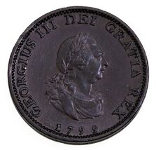 1799 Great Britain Farthing Coin in Extra Fine Conditon KM # 646 - $120.25