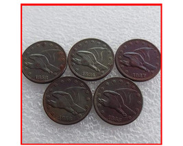 Rare Antique USA States Full Set of 1854-1858 5pcs Flying Eagle Cent Coins - £27.89 GBP