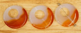 Artisan Jewelry Supply (3) Agate Carnelian Drilled Round Focal Pendant B... - $19.79